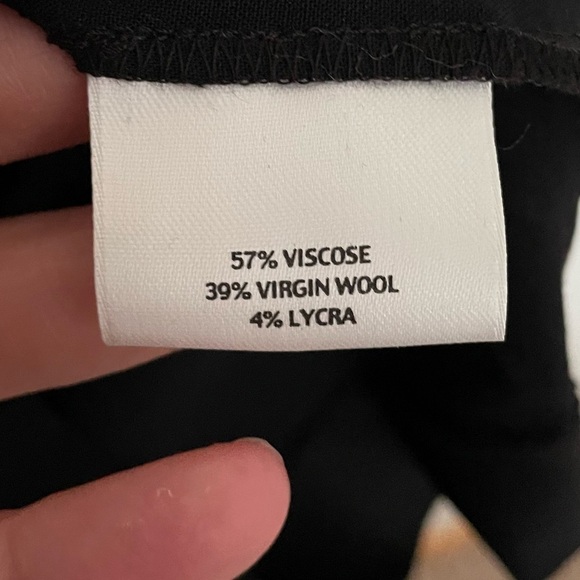 Eileen Fisher Black Tuxedo Style Trouser Pants Virgin Wool Blend Size Medium - Picture 11 of 12